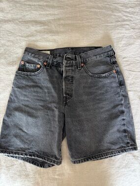 Levi's Washed Black High-Rise Jean Shorts